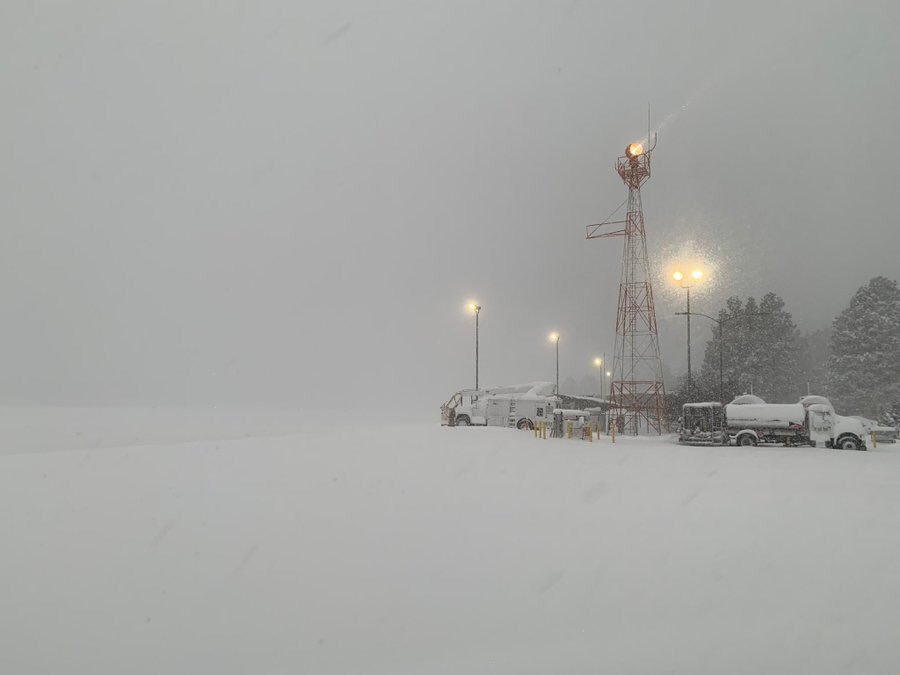 Ten inches of snow at the #Flagstaff #Airport since the storm hit last night.  Lots more to come, game on!