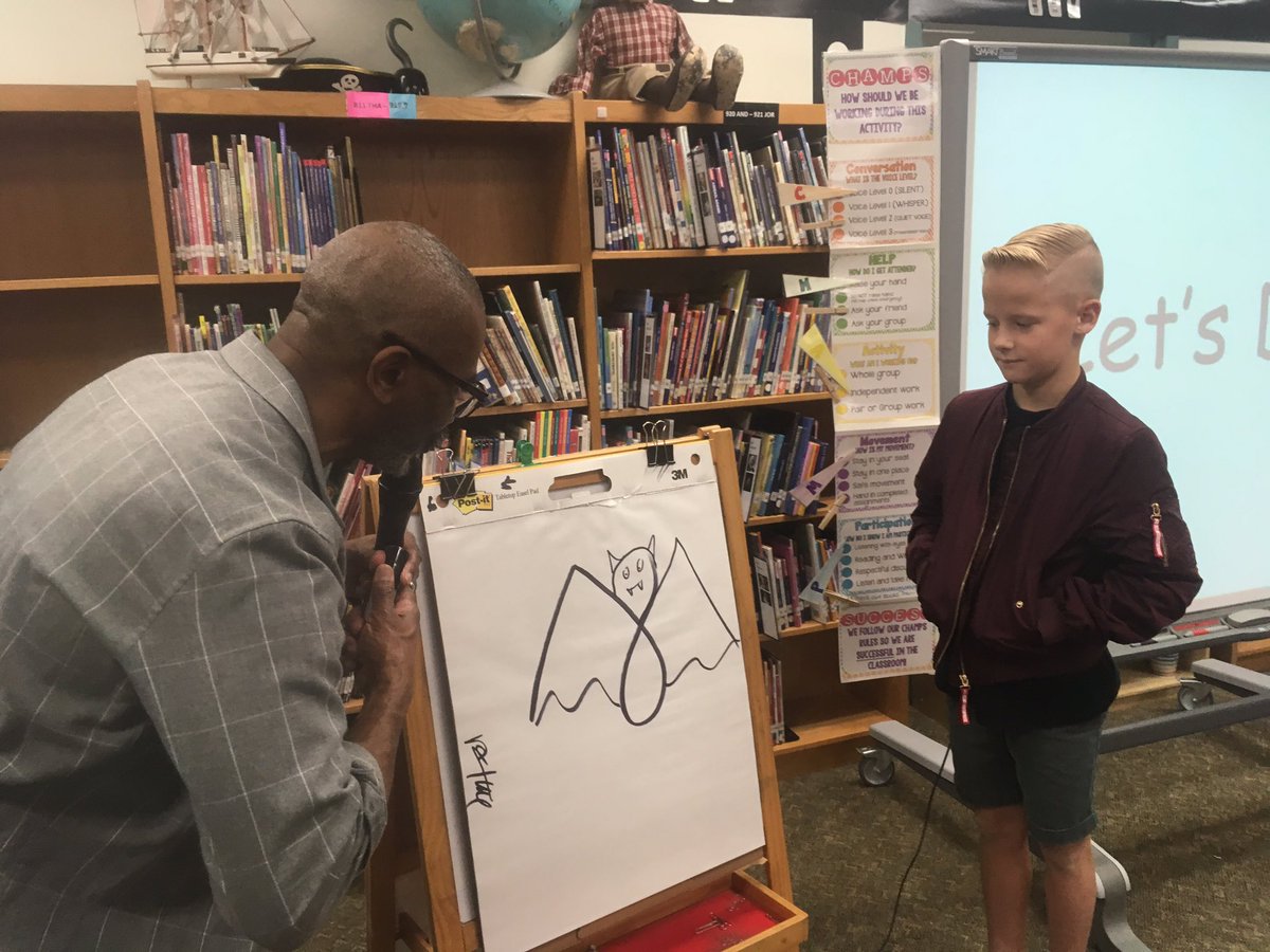 larrewb's tweet photo. Aren’t we lucky to have author/illustrator Don Tate at our library today? He is inspiring our 4th and 5th graders! @Devas_T https://t.co/UcocG2q4v5