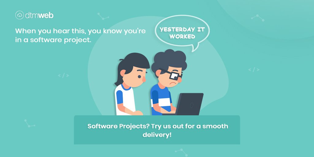 dtmweb's tweet image. Developers working on projects everyday, struggling with what works and what not. A very common scene to be seen, honestly. That doesn&apos;t stop us from delivering you a working one.
 #software_development #custom_app_development 
#web_developement 
#dev_life
#dtmweb