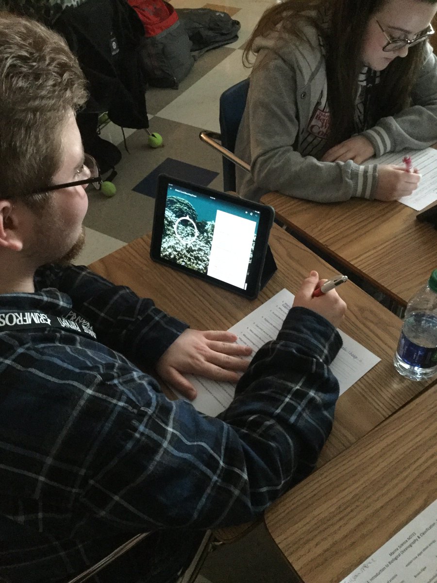 awgtis's tweet photo. Ms. Middel's marine science students using virtual reality Google Expeditions to explore bleaching in the coral reefs. #lookssoreal @LHSWildcatsLex1 #DLPCoaching https://t.co/IeIFbON1Xr