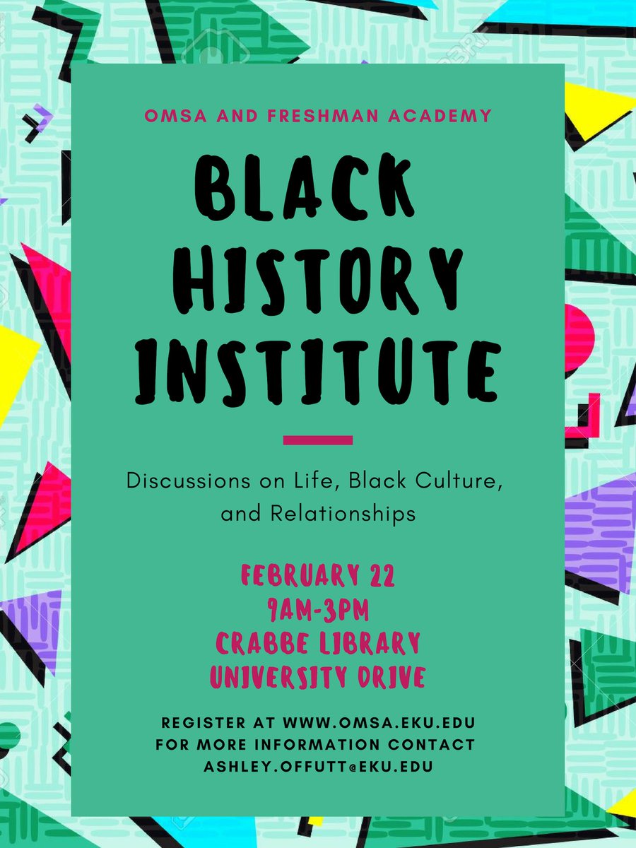 omsa110's tweet photo. If you have not registered for tomorrow's Black History Institute, there is still time. Go to https://t.co/dFdWsQhmI8 and click on the registration link. #BHM #EKUnity https://t.co/7tUgFbmpuI