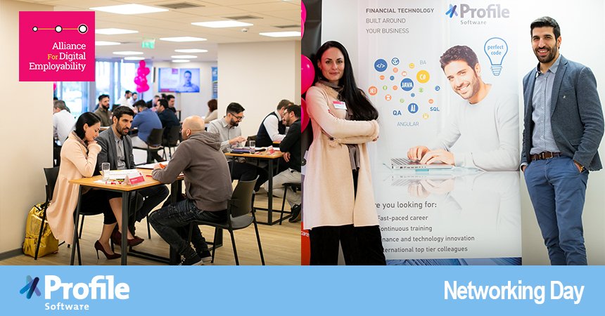 PROFILESoftware's tweet photo. #profilesoftware participated in the Networking Day #AFDEmp organized by “Alliance for Digital Employability” to meet with the Coding Bootcamps graduates & discuss the next step in their #Tech #career. https://t.co/wt0mJ95oq1 #starforce #teamwork #AFDEmpNetworkingDay #AFDEmpNews https://t.co/PHWasmCNSN