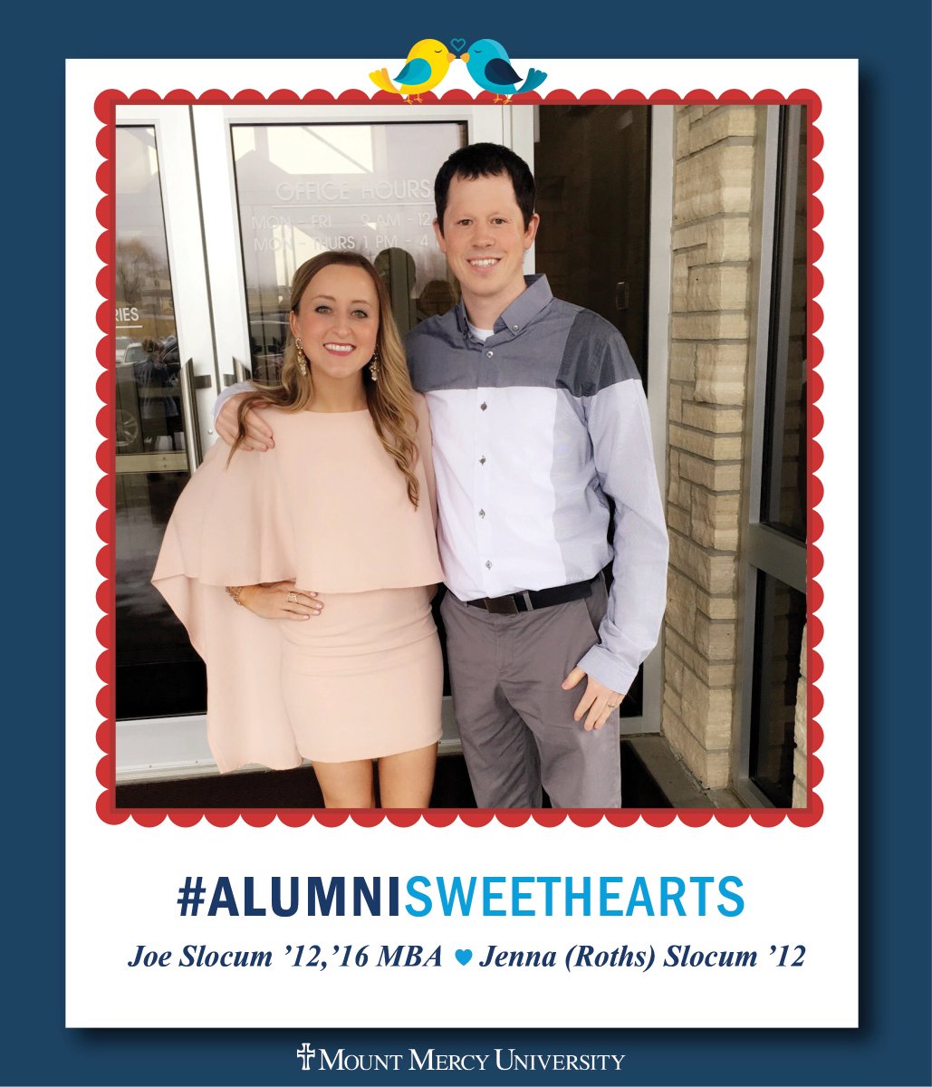 MountMercyAlum's tweet photo. Meet Mount Mercy Sweethearts Joe Slocum '12,'16 MBA &amp; Jenna (Roths) Slocum '12. 

Check out their story ➡️ https://t.co/YR5ShuwweH 

Did you meet your mate at Mount Mercy? Share your story with us! 💙💛 https://t.co/QMDRs0crUo https://t.co/jSQwIVLaZy