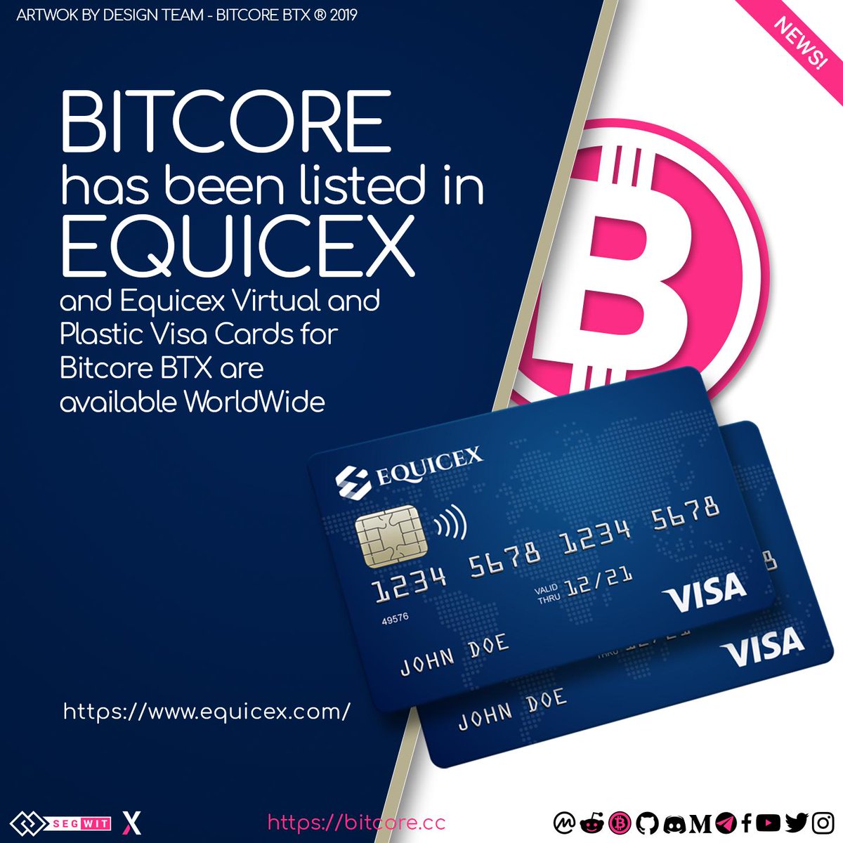 Bitcore_BTX's tweet photo. @equicexgroup #Visa Plastic &amp; Virtual prepaidCards areAvailableFor Bitcore #BTX Link toYour #Equicex visa paymentCard toConvert andSpend yourBTXs &amp; Equicex exchangeLISTED #Bitcore x tradeToOver 300 #cryptocurrency #deltadirect https://t.co/m0P3RMOUdE https://t.co/lLdk7nbk1E