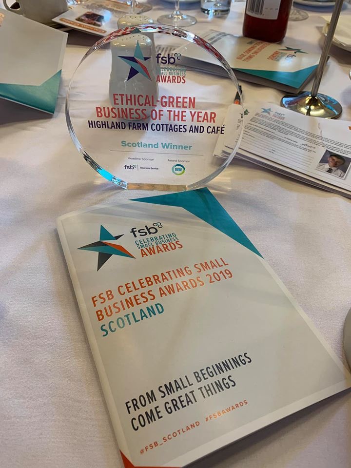 mountgerald's tweet image. Wow! Absolutely delighted Highland Farm Cafe and Cottages have been selected as best Ethical Green Business in Scotland at the FSB awards in Edinburgh. We’re so lucky to have such an amazing team, fantastic customers and a very understanding family! #FSBAwards #fsbscotland