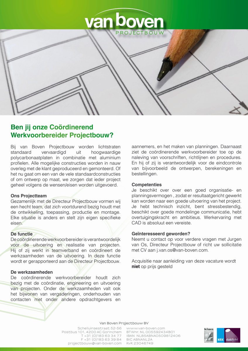 Ben jij onze nieuwe collega? #Vacature #coördinator #werkvoorbereider #projectbouw <a href="/VanBovenBV/">Van Boven</a>. Ben je geïnteresseerd, lees dan verder op van-boven.com/vacature-coörd……Delen? Heel erg graag!