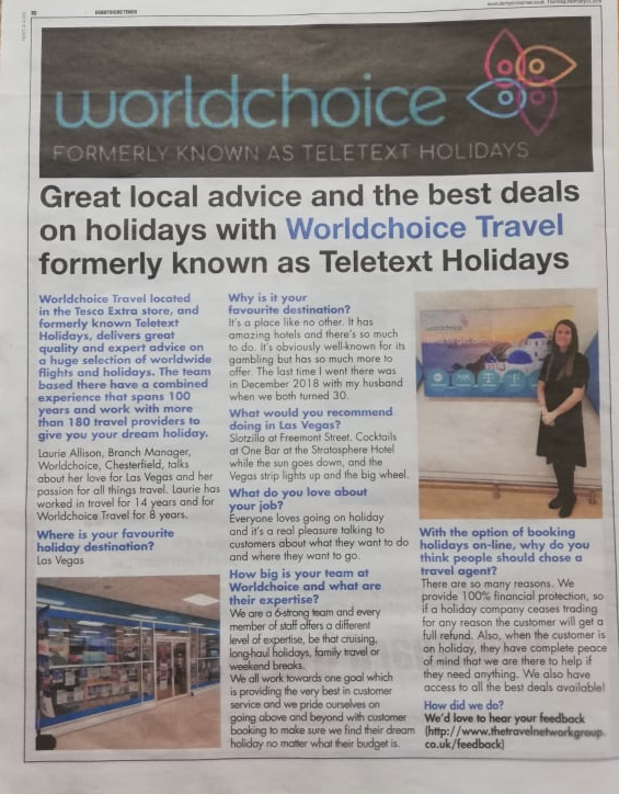 Have you seen our branch Manager @LauseJ88  in the @D_Times  today? 
@LauseJ88  talks about her passion for travel and why you should book your next holiday with @Cfield_Wchoice  #WorldchoiceTravel #PassionForTravel #TheBoss