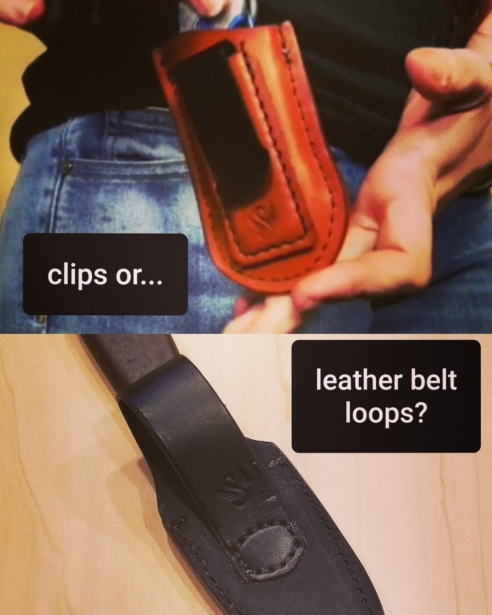 Question of the dayl: do you prefer clips or good ole leather belt loops? if it varies, tell me why? 
#leather #edc #knifesheath