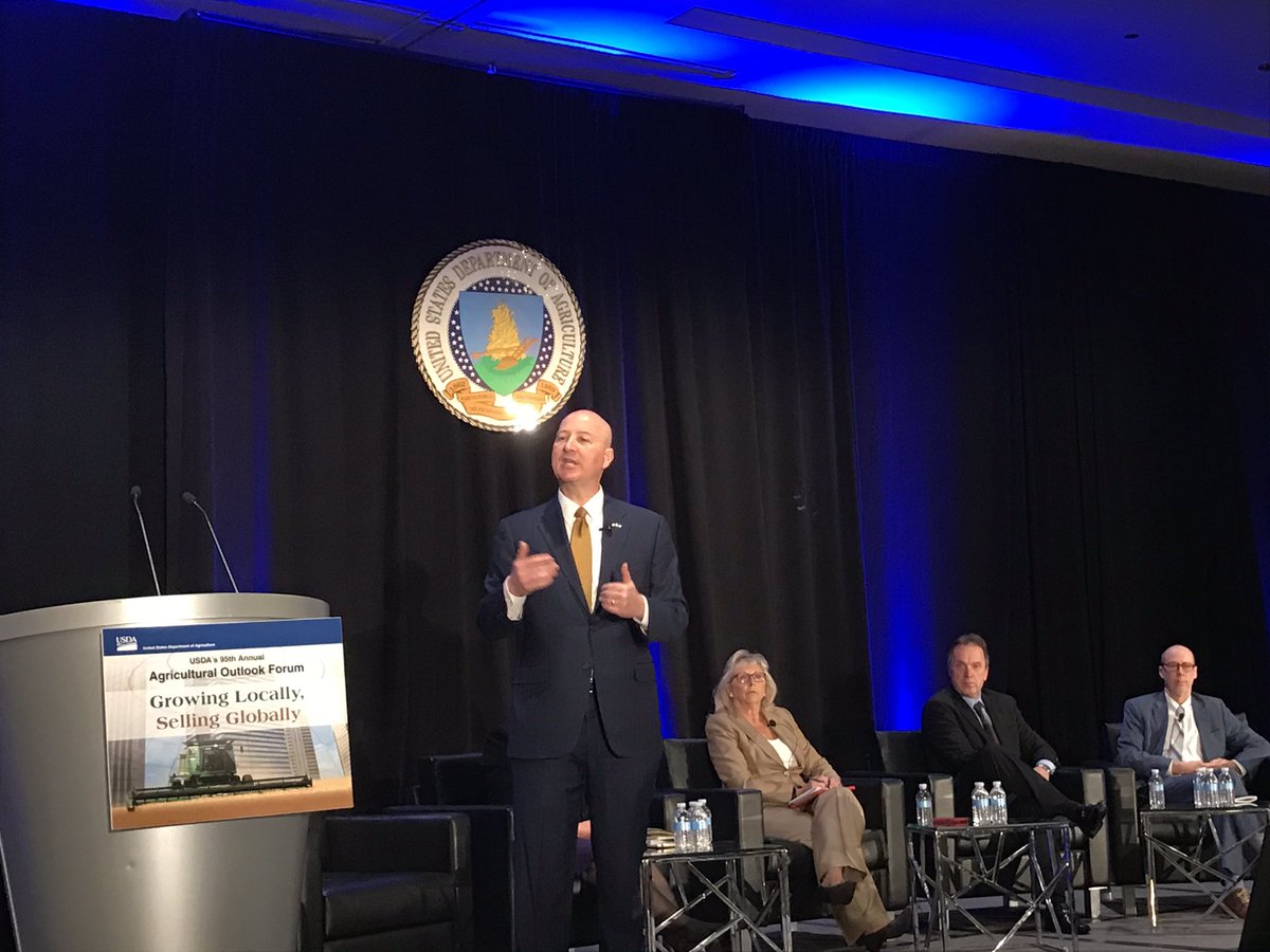#AgOutlook: Nebraska @GovRicketts, “agriculture accounts for 1 in 4 jobs in my state. If we’re going to grow the state of Nebraska, we need to grow agriculture”