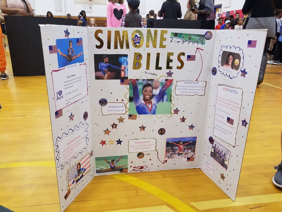 slavinskyAIG's tweet photo. Meadow researched @Simone_Biles for her 1st grade wax museum school project!! https://t.co/THAztFEMoX