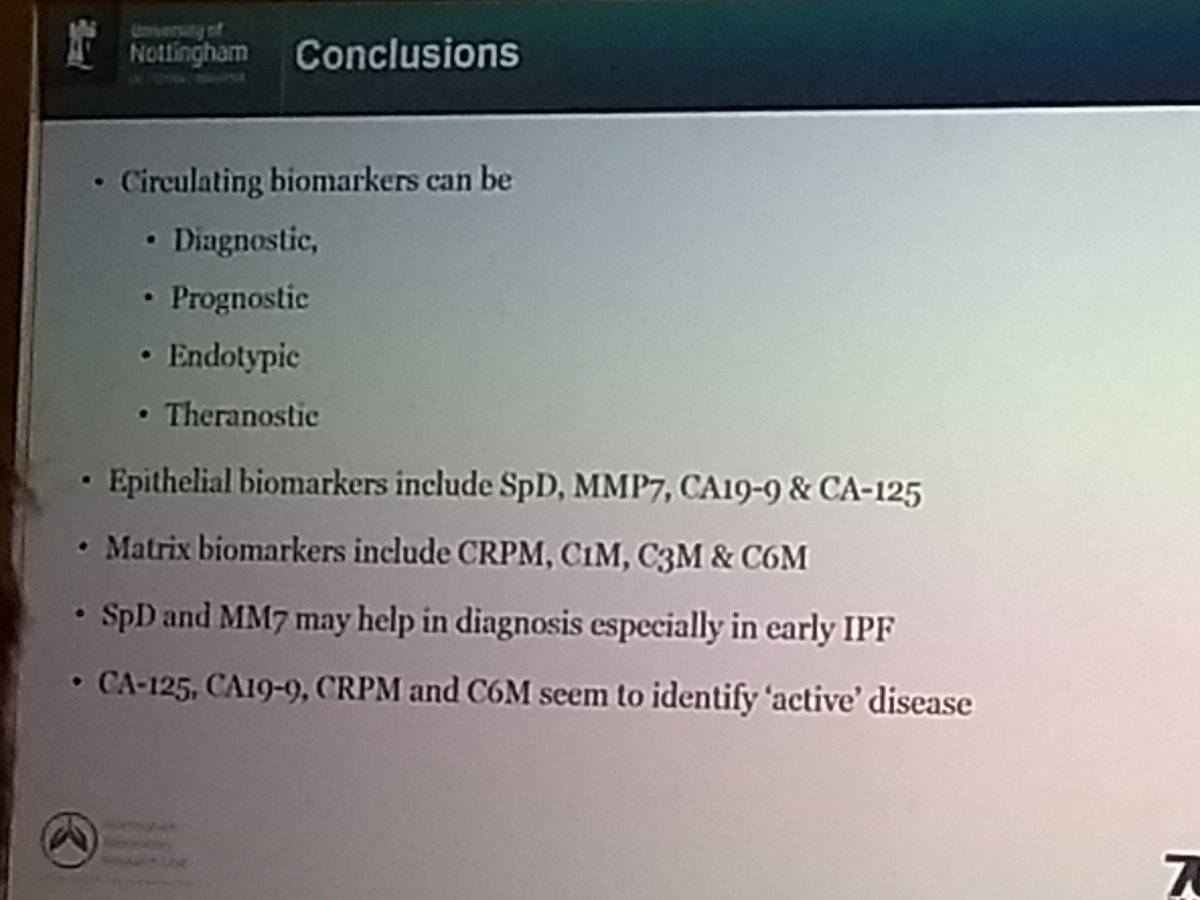 anmari_russell's tweet image. Prof Jenkins talks about the benefit of epithelial biomarkers in ILA and potential utility of biomarkers of matrix turner in progressive IPF  @ERSTalk #spellchecked