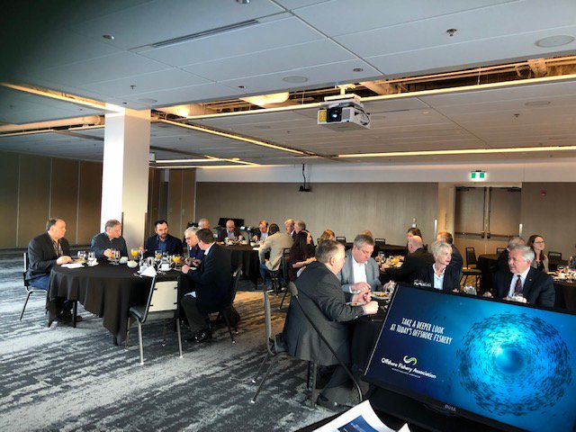 OffshoreFishery's tweet photo. Many thanks to those who joined us this morning to mark the beginning of the Offshore Fishery Association sharing stories about its people, communities and innovation. #oceanleadersnl #takeadeeperlook https://t.co/g78RAnIJA0
