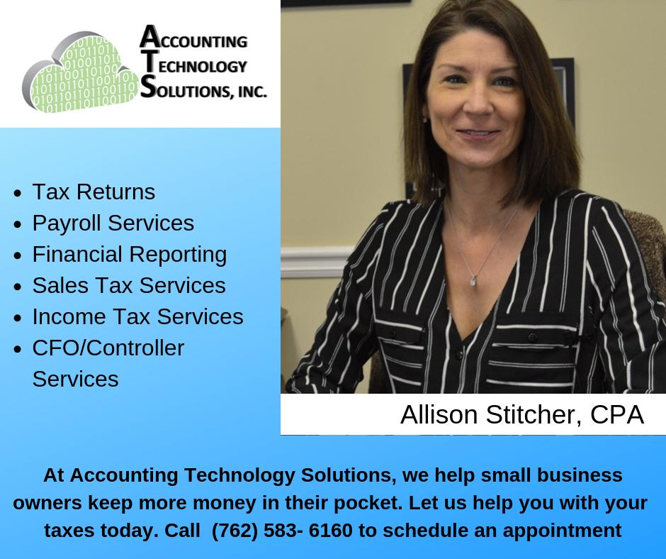 AllisonStitcher's tweet photo. Accounting Technology Solutions, we help small business owners keep more money in their pocket. Let us help you with your taxes today. Call 762.583.6160 to schedule an appointment
#SassySouthernCPA #ColumbusGA #TaxReturns #Accounting #Money #Business #colga #PhenixCity https://t.co/g31vrt2coG