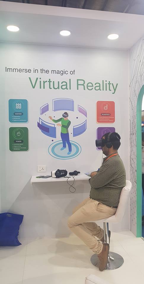 GrasimInd's tweet photo. It's just Day 2 at ChemTech World Expo - 2019 and the excitement continues. A lot more is going happen tomorrow, stay tuned and get more highlights from Grasim Industries stall. #BigOnInnovation #Chemtech2019 #DigitalInitiatives #chemicals @AdityaBirlaGrp https://t.co/gErzgd03Tp