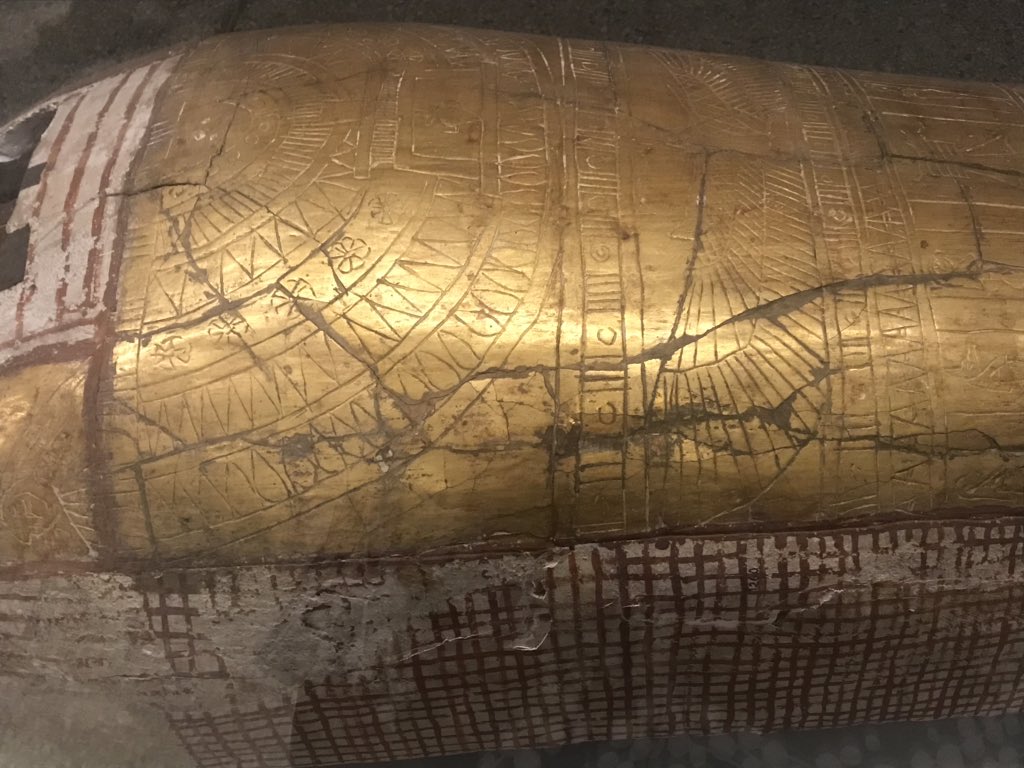 inherellenment's tweet photo. We can learn so much from the Egypt: From Discovery to Display exhibition the @pennmuseum ! #digthepast #sarcophagus #conservation https://t.co/kGGX78tFxE