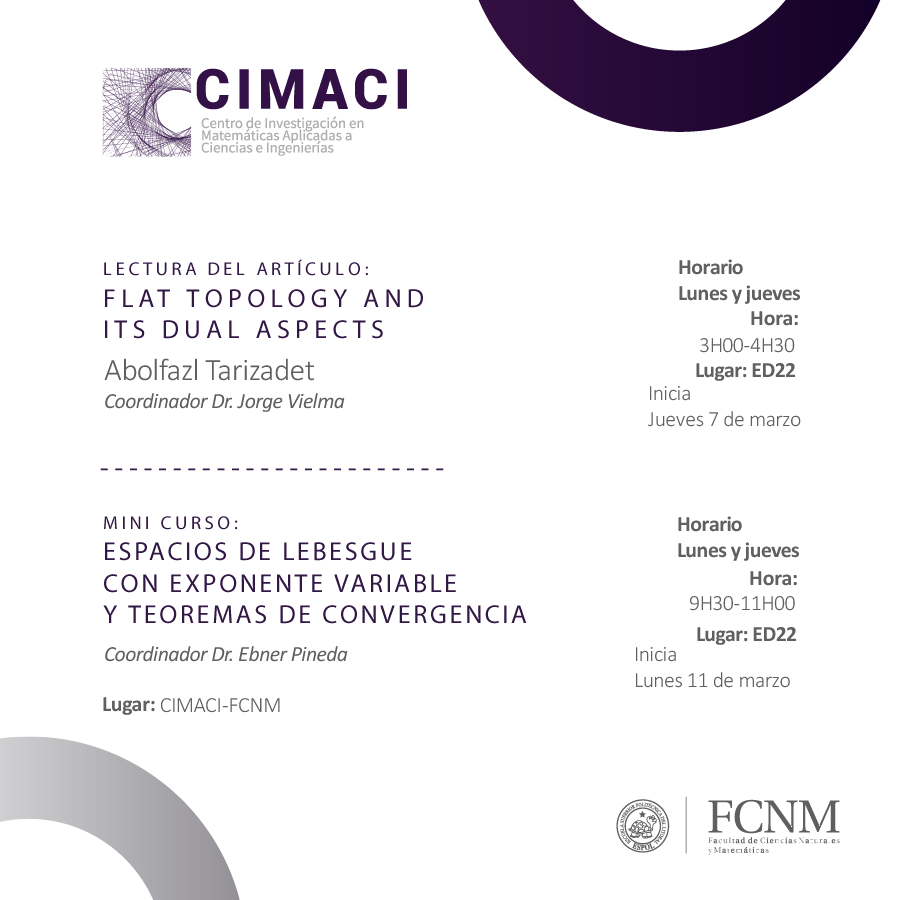 CIMACI_ESPOL's tweet photo. Programación para el mes de marzo, en el #CIMACI de la @fcnm_espol , en busqueda de lograr una inserción de personal en investigación https://t.co/O7AyRjdtg1