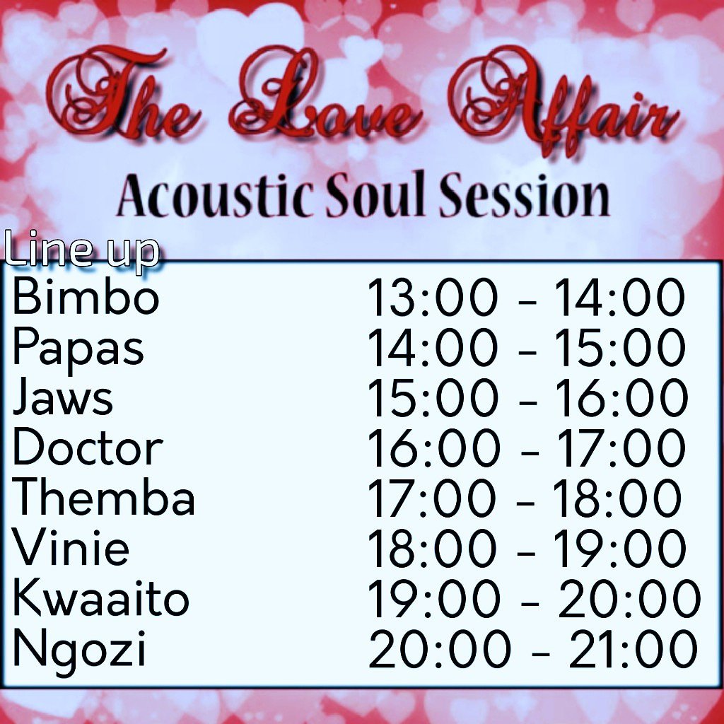 slay_top's tweet photo. The line up for the Love Affair Acoustic Soul Session
#TheLoveAffairAcousticSoulSession
#AcousticSoulSession
#AcousticSoulFamily
#SlayTopChillasEvents
#OpenSpaceDèGrill https://t.co/8jsdFosgHX