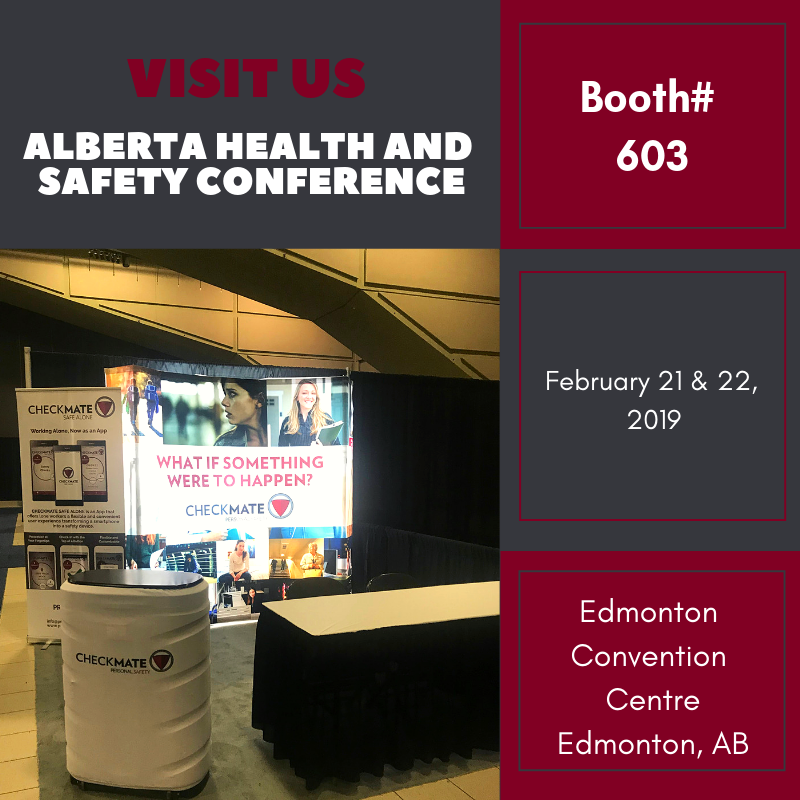 CHECKMATEAPP1's tweet image. Visit us at booth #603 at the @HS_Conf February 21 &amp;amp; 22, 2019
Edmonton Convention Centre, Edmonton, AB!! proteleccheckmate.com #workingalone #loneworker #lonerworkersafety #workplacesafety #personalsafety
