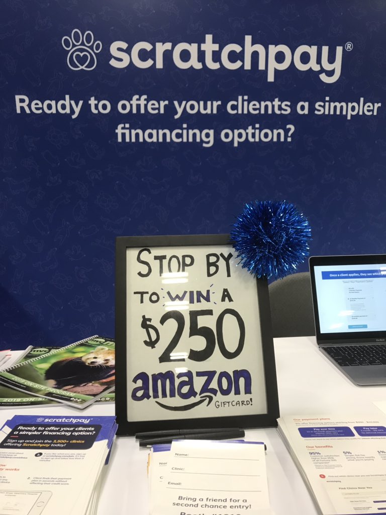helloscratch's tweet image. At #MVC2019? Come to booth 531 to learn more about Scratchpay and enter to win a $250 Amazon gift card!
