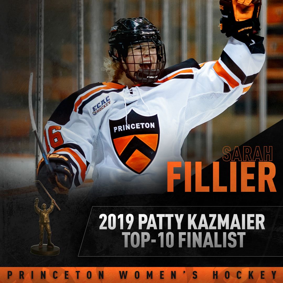 PWIH's tweet photo. Princeton's Sarah Fillier is one of 10 finalists for the 2019 Patty Kazmaier Memorial Award! #MakePattyProud #sticktaps https://t.co/UKkM9iY9y9