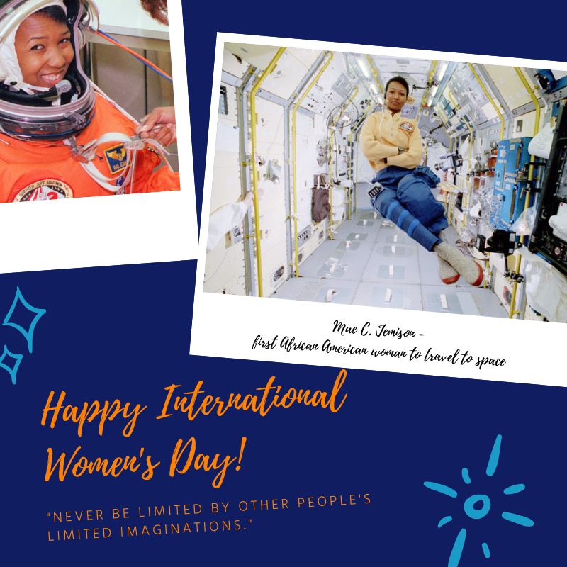 Get2SchoolCLE's tweet photo. On #InternationalWomensDay, we're highlighting @maejemison as the first African American woman to travel to space! She just goes to show that there's no limit to what you can accomplish when you put your mind to it. If Dr. Jemison can make it to space, then you can #Get2SchoolCLE https://t.co/zmTd0zEa0X