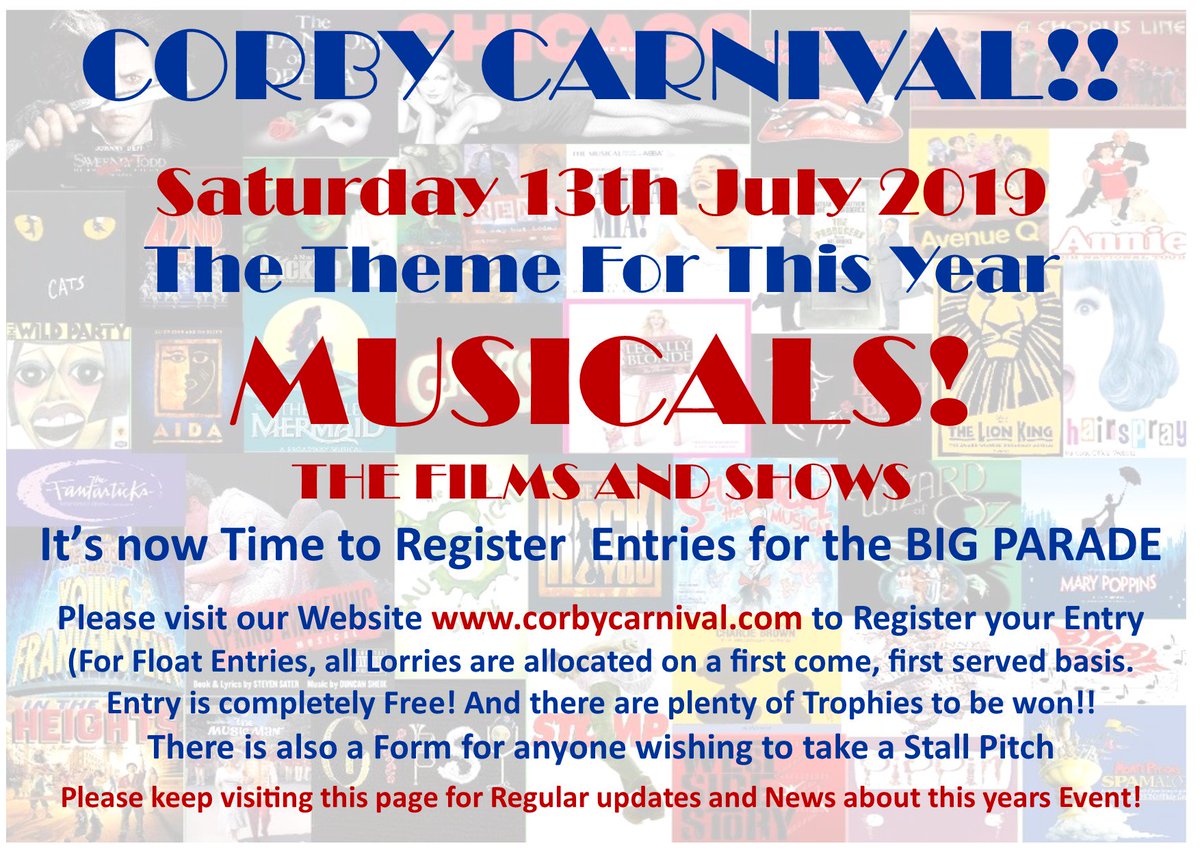 CorbyCarnival's tweet photo. #corbyhour  Get your entries in now! to take part in the 2019 Corby @CorbyCarnival - entry is FREE and guaranteed lots of fun   #carnival #lovecorby #corbyradio #fun #summerfun https://t.co/Q8TRN1DEwF