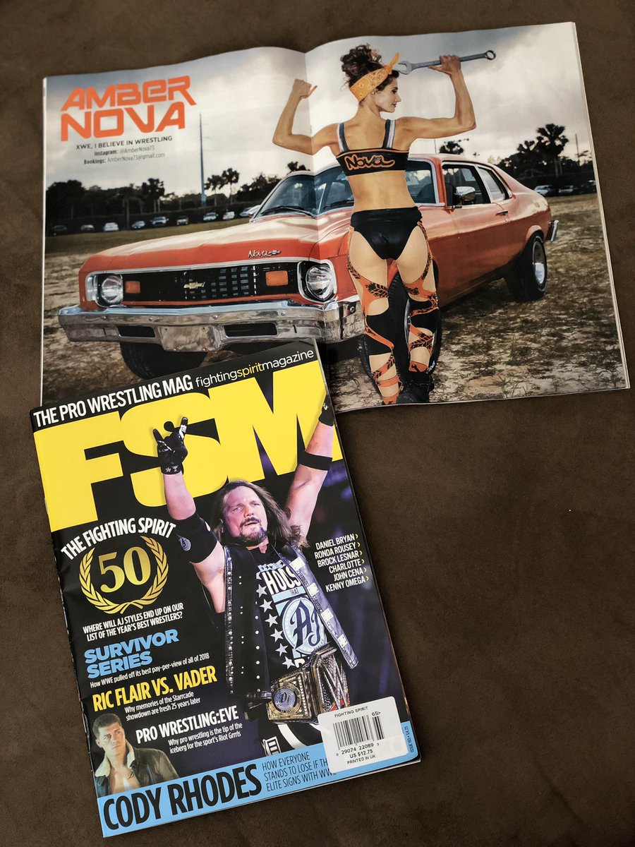 AmberNova73's tweet photo. Hey Baybeh &amp; I made centerfold! 
🤘🏼🔧😝
Thank you @FSM_Editor for featuring your #ClassicCarDrivingProWrestler #AmberNova 🤜🏼💥🤛🏼

Go subscribe at 
https://t.co/7acwPzY7RM

📸 @WayneSysock 

#WomensWrestling #prowrestlingmagazine #FSW #FightingSpiritMagazine #ajstyles #wwenxt https://t.co/iUbFzqvNFF