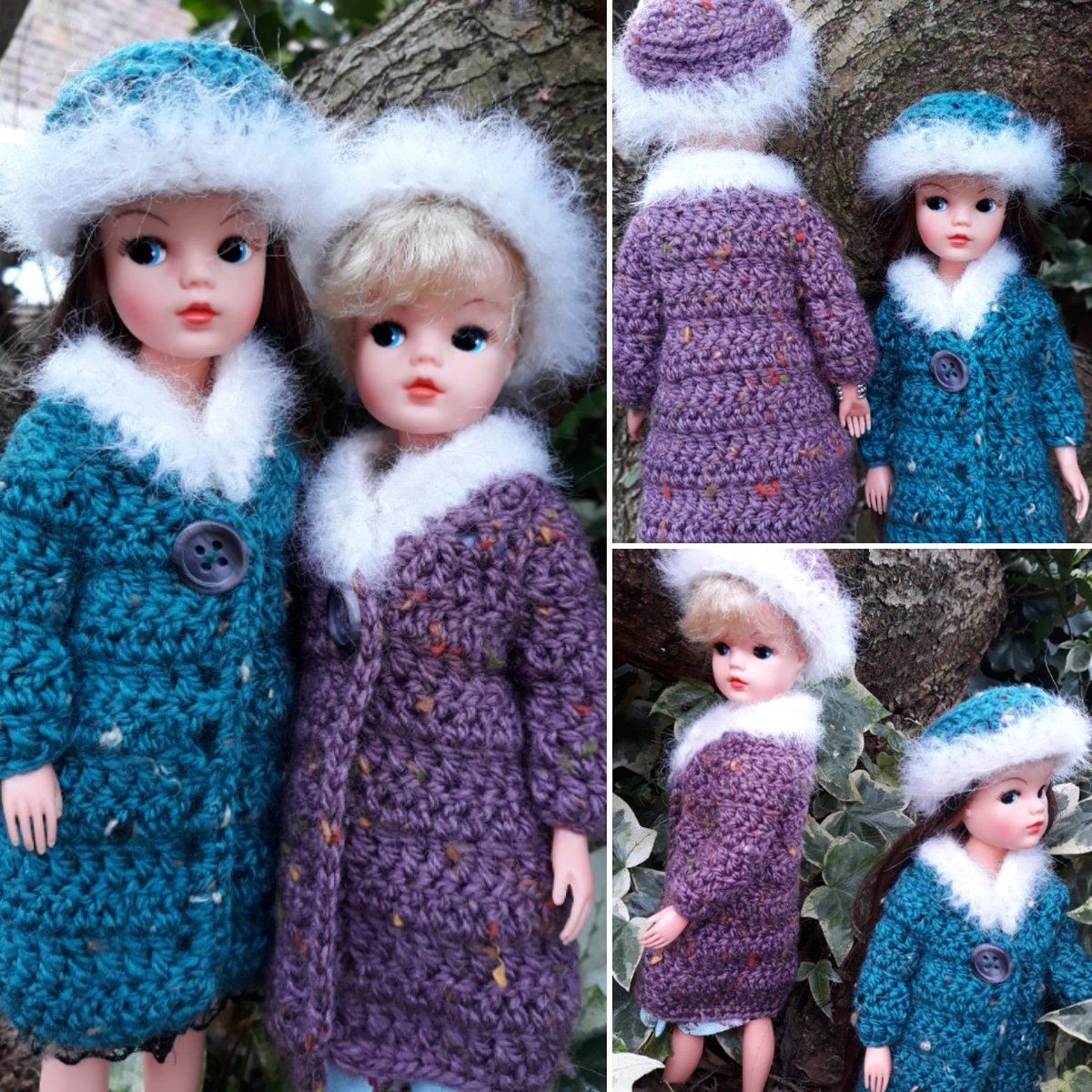 SaraScales2's tweet photo. Coats ive made for Sindy dolls π#etsy #etsyoctopudding #handmade #crochet #dollhats #dollcoat #bysara #sindydoll #vintagedoll https://t.co/S06GbEN1ON