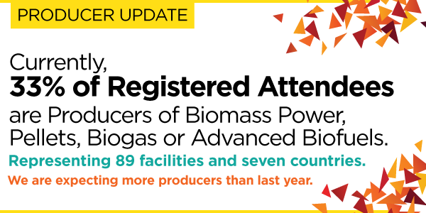 BiomassMagazine's tweet photo. Int'l Biomass Conference &amp; Expo: 33% of Registered Attendees are Producers of #Biomass Power, #Pellets, #Biogas or Advanced #Biofuels – Register Now - View Expo Map #IBCE19 https://t.co/d1JdCiVTlu https://t.co/TKXTCSKgb8