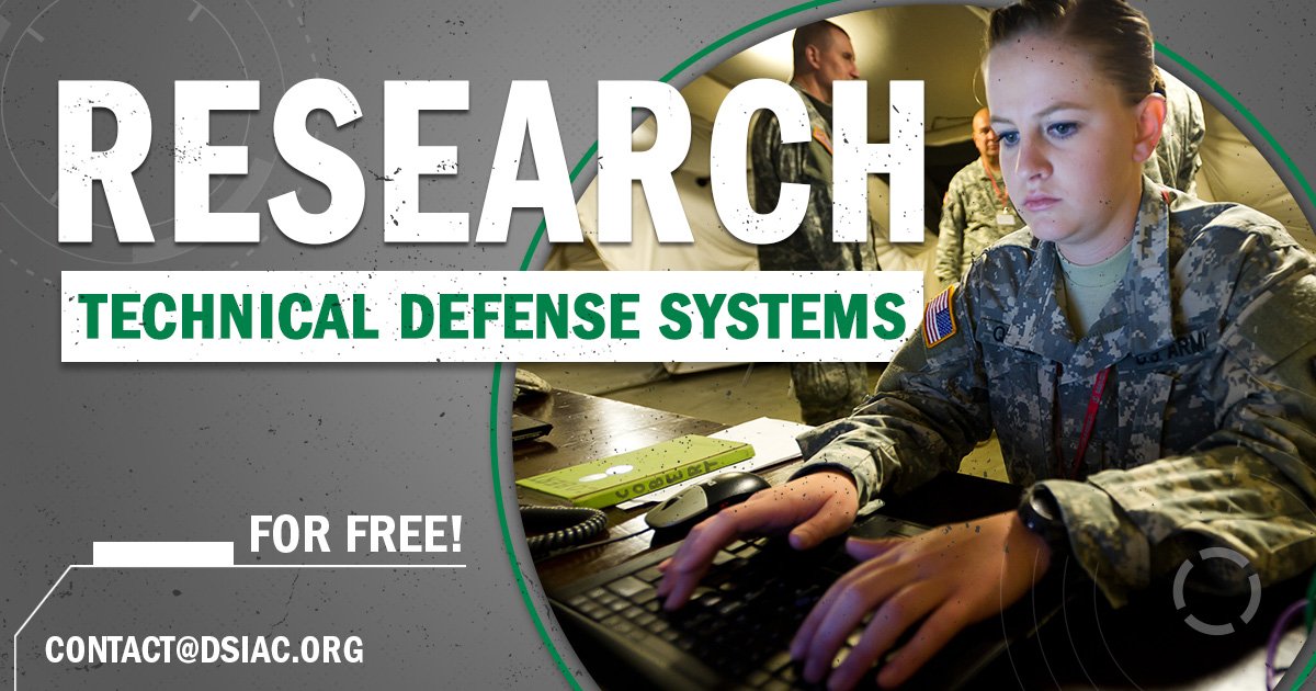 DSIAC's tweet photo. Do you have something that needs to be researched? DSIAC will do up to four hours of research for free. To get started, submit a technical inquiry (https://t.co/PwCfN5sQXH) on a topic in one of our nine focus areas. #DoDResearch #SMEs https://t.co/uC7JWPVQLg