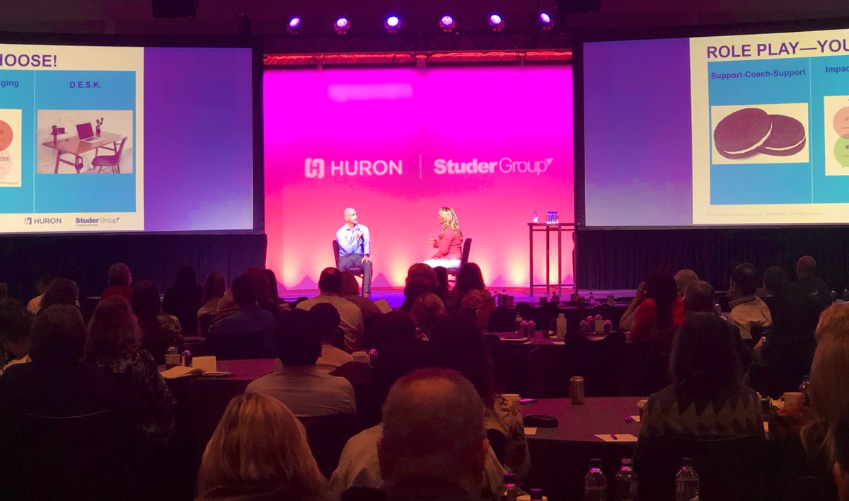 Tasha_Wells's tweet photo. Rich Bluni and Colleen McCrory roleplaying tough conversation scenarios for a room of 300 healthcare leaders. #EBLconference #studergroup https://t.co/VabvXygQ2E