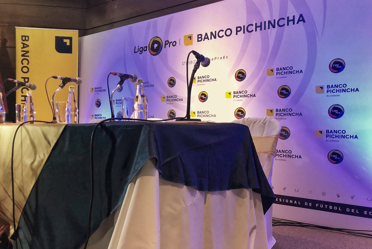 En minutos inicia la rueda de prensa
#LigaProBancoPichincha en el Auditorio de la Matriz @BancoPichincha Quito.
🇪🇨🤝⚽️