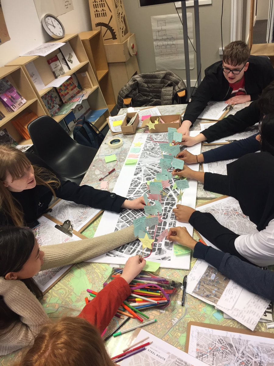 SSoA_urbedulive's tweet photo. Youth-led codesign workshop focusing on #play along Sheffield Steel Route with young advisors from @sheffieldfutures: live engagement project as part of Studio in Residence by 6th year #SSoA student @annae_white https://t.co/06yGqzLWi3