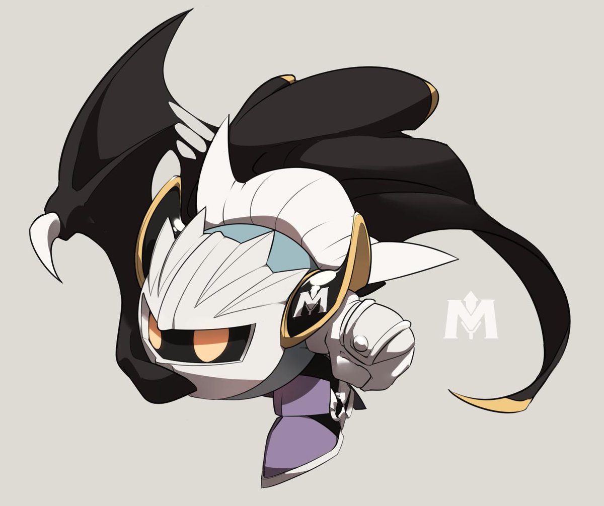 meta knight mask cape solo armor no humans yellow eyes simple background  illustration images