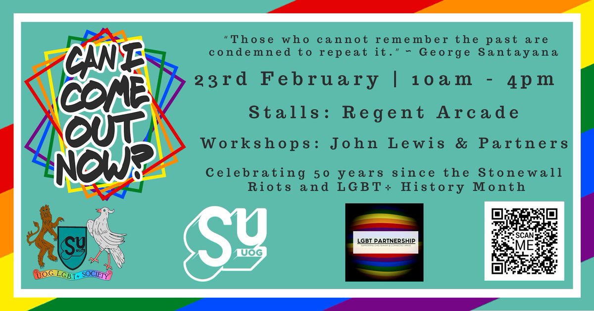 UoGEquality's tweet photo. Have you heard? We've recorded a podcast #talkinginclusion. James Wood, President of @UoGLGBTsociety is talking about the Society's event this Saturday, Regent Arcade, "Can I Come out Now". Everyone's invited
https://t.co/vJwKD19Ey4 https://t.co/Ogeldh66QT