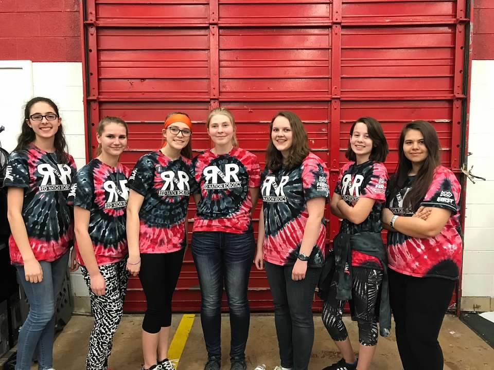 RNR4576's tweet photo. We have a great group of GIRLS this year on our team in all areas of STEM. Business Lead and team, Build Team, Programming team, Safety Lead, and Design team. #girlsinrobotics #ongrobots #rednationrobotics #rednationdonination https://t.co/nNxSMWQRFb