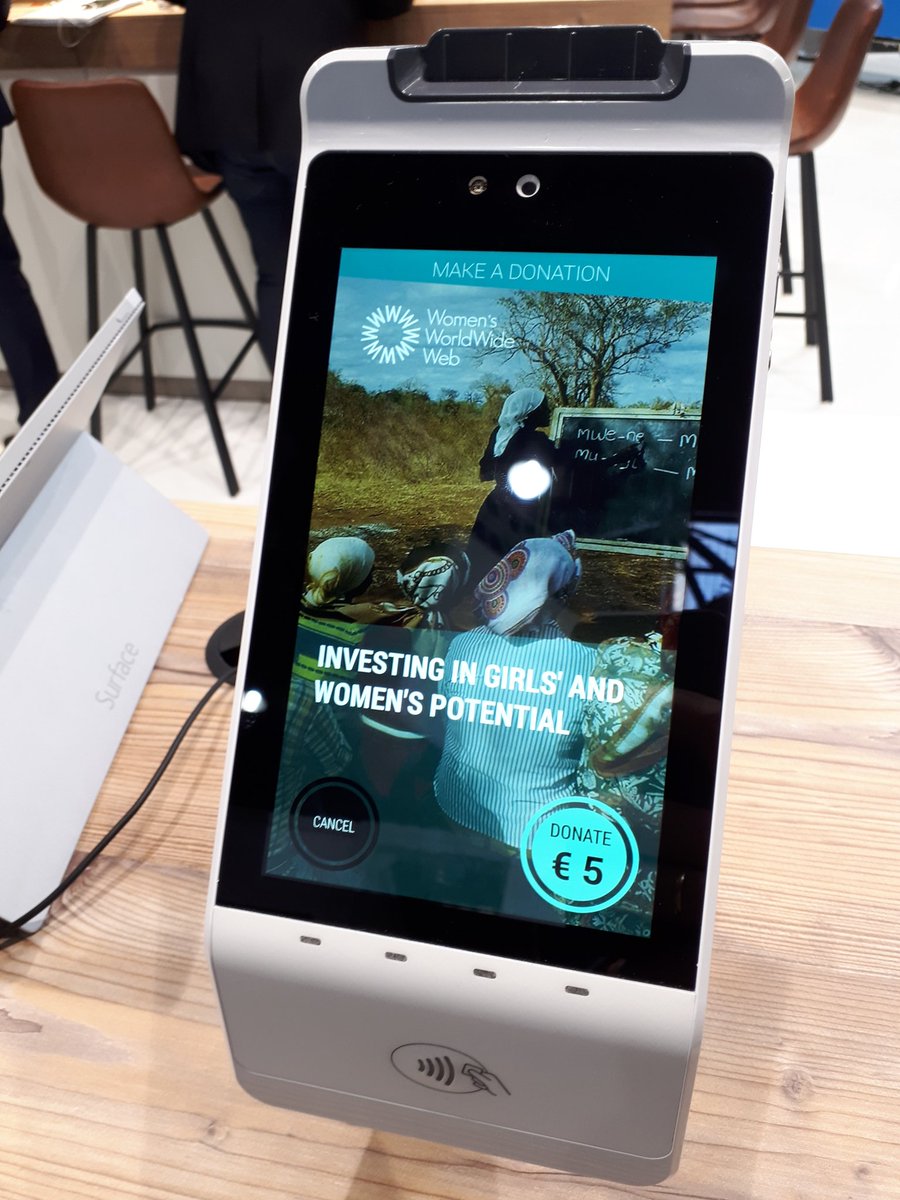 CommerceMerge's tweet photo. Nice example of value added services on smartpos, in this case on @WorldlineGlobal Yumi terminal.  @EuroCIS #EuroCIS2019.  Confirms @aevidomore approach to value-add at POS. https://t.co/5frlvKehTT