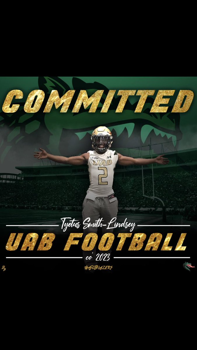 tye2xx's tweet photo. Iโm blessed๐ #COMMITTED @UAB_FB @Coach_Smith10 @CoachBrighamUAB @AL6AFootball @DatDude70 @Yellowhammer247 @GoBigOHS https://t.co/ctCxz9iDdL