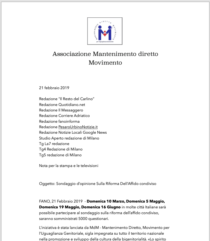 nicogen62's tweet photo. 😀 Oggi ho diffuso la notizia a giornali e telegiornali "Nota per la stampa  Oggetto: Sondaggio d’opinione Sulla Riforma Dell’Affido condiviso". Sarò all'Ipercoop di Pesaro #DDL735 #SimoPillon #affidocondiviso #padriseparati #ingiustizie #figli #famiglia #MdM #mantenimentodiretto https://t.co/NqPK8tODlQ