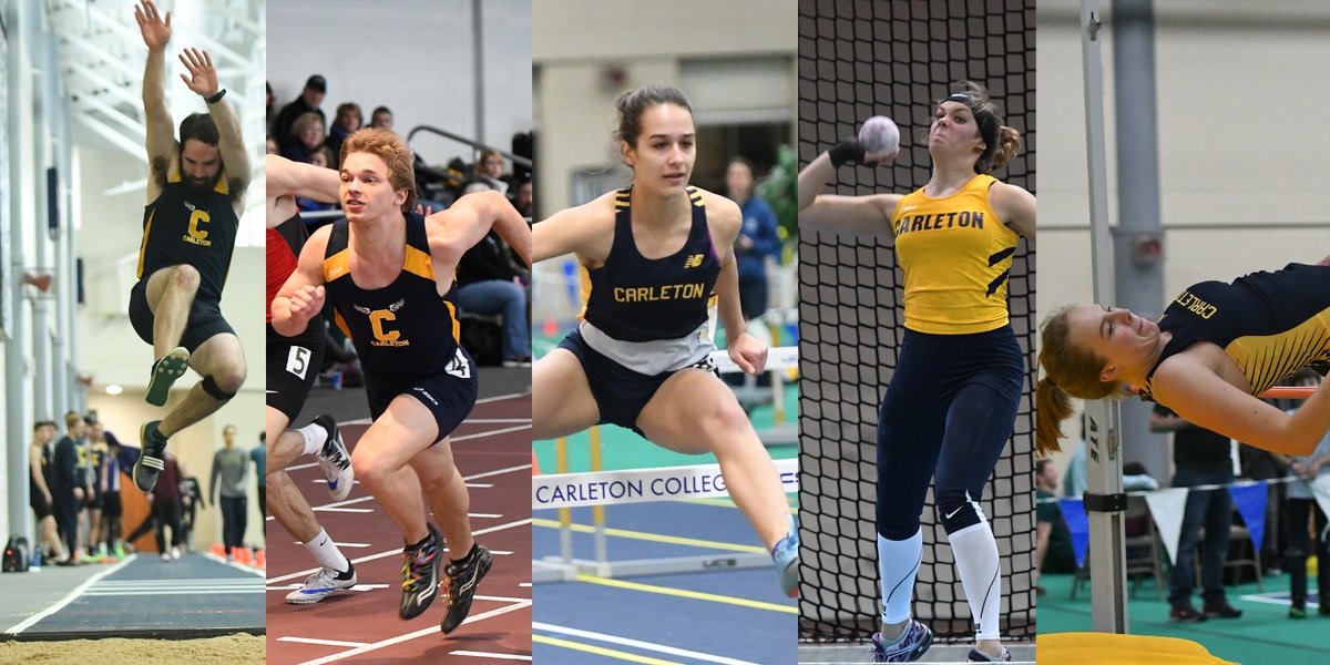Carleton Knights (@carletonknights) on Twitter photo TRACK&FIELD: Good luck to these 5 multi-eventers as they kickoff the MIAC Indoor Track and Field Championships with the pentathlon and heptathlon at 2pm…
Live video: ow.ly/1yzY30nMTYl
Live results: ow.ly/AXet30nMTZ6
<a href="/CarletonTrackCC/">CarletonMTrackCC</a> <a href="/CarletonWXCTF/">Carleton Wms XC & TF</a> TRACK&FIELD: Good luck to these 5 multi-eventers as they kickoff the MIAC Indoor Track and Field Championships with the pentathlon and heptathlon at 2pm…
Live video: ow.ly/1yzY30nMTYl
Live results: ow.ly/AXet30nMTZ6
<a href="/CarletonTrackCC/">CarletonMTrackCC</a> <a href="/CarletonWXCTF/">Carleton Wms XC & TF</a>