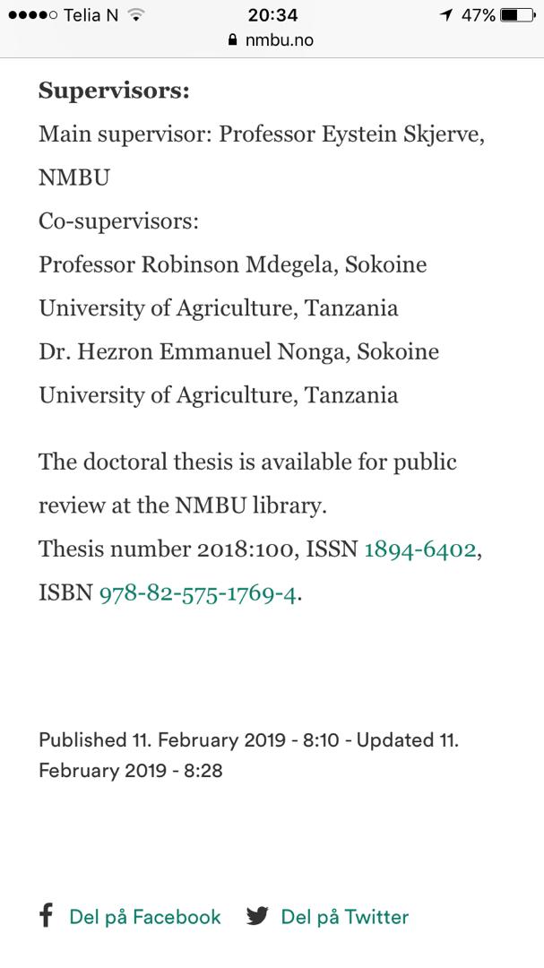 Basic Internet Foundation (@basic4all) on Twitter photo Proud to announce that our DigI.BasicInternet.org colleague <a href="/ElibarikiReuben/">Elibariki R. Mwakapeje, Ph.D</a> from the Ministry of Health <a href="/AfyaTz/">Ministry of Health </a> is going to defend his PhD tomorrow 22Feb2019 in Oslo. From tomorrow he can solely focus on #DigitalHealth, #DigitalInclusion and #SocietalEmpowerment Proud to announce that our DigI.BasicInternet.org colleague <a href="/ElibarikiReuben/">Elibariki R. Mwakapeje, Ph.D</a> from the Ministry of Health <a href="/AfyaTz/">Ministry of Health </a> is going to defend his PhD tomorrow 22Feb2019 in Oslo. From tomorrow he can solely focus on #DigitalHealth, #DigitalInclusion and #SocietalEmpowerment