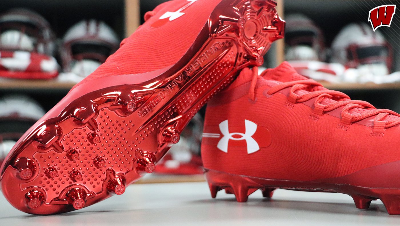 All red under armour spotlight cleats 2025