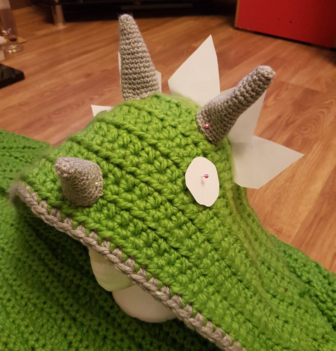 arianawimsett's tweet photo. Making the parts for the dinosaur blanket was a bit tricky so I cut them out of paper just to have a feel for the size and placement. So much easier now!
#crochet #crochetpattern #craftinghappiness #crochetdesigner #dinosaurblanket #hoodedblanket #crochethoodedblanket #wavestitch https://t.co/061GoOZemp