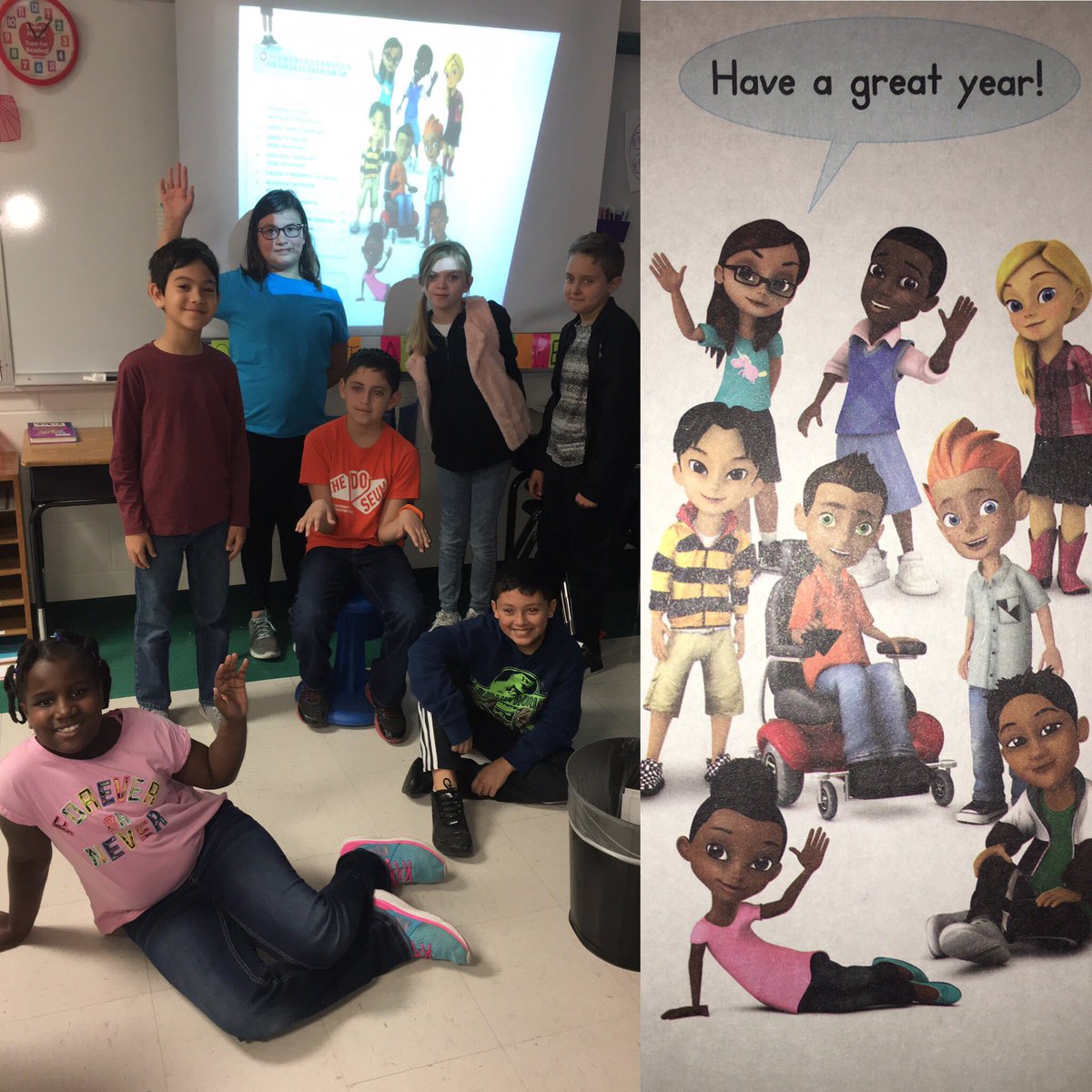 MrGobinTweets's tweet photo. These 4th graders knew I was coming to their room today, so they decided to dress up like the characters from their Pearson Math textbook! https://t.co/iSKXrZYndq