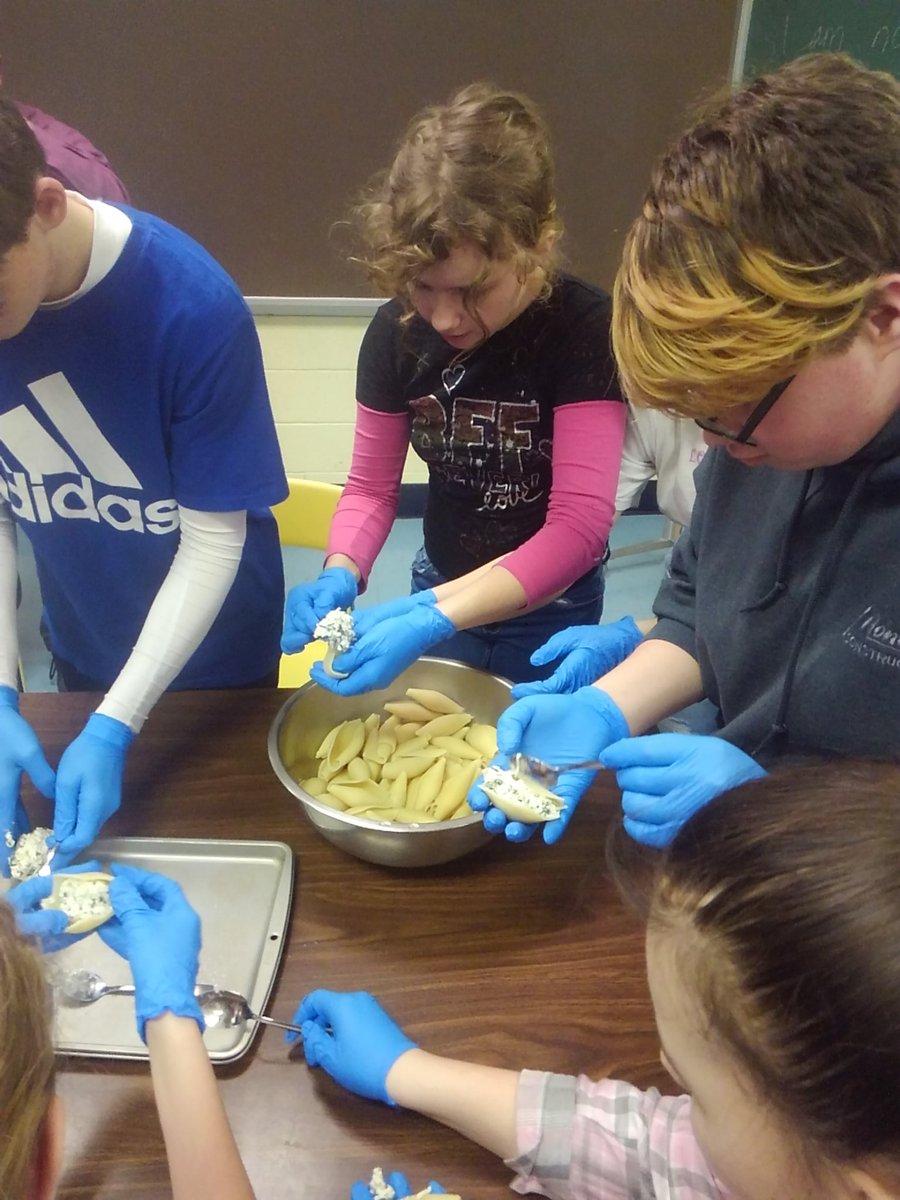mrseigler's tweet photo. Students are also getting the stuffed shells prepared for tomorrow's Diner https://t.co/IaXLq0ekO4