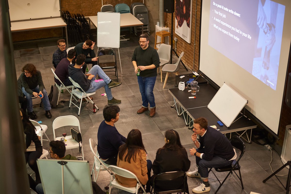 GroworksStudio's tweet photo. Crazy evening yesterday talking about Design Sprint 2.0 with a group of great people.

Thanks to @join_ef for venue and drinks! 

 #sprints #wireframes #design #designsprint #experiencedesign #uxui #ux #meetup #collaboration https://t.co/zePRk6ev6U