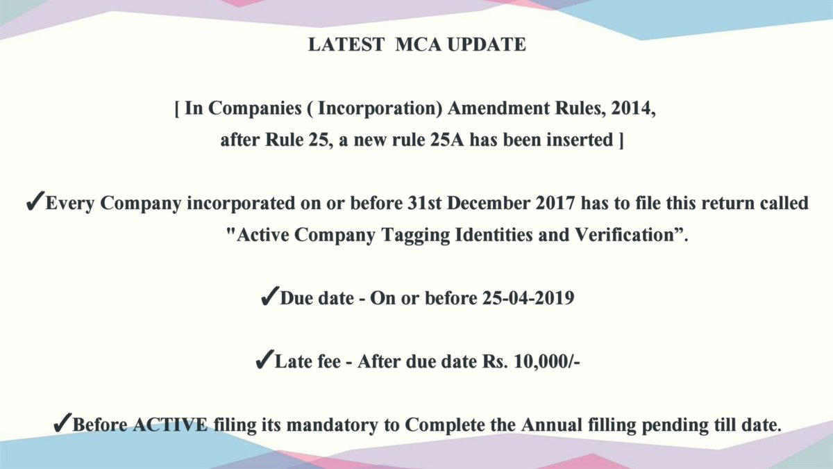 start2komply's tweet photo. Latest Important update from #MCA #ACTIVE #incorporationamendmentrules #INC22A
#filebeforeduedate https://t.co/5pEpp9Lnxj