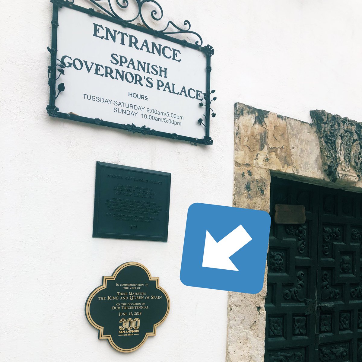 We see you, Spanish Governor’s Palace👀 The plaque from the Royal Visit by Their Majesties The King and Queen of Spain is now proudly hanging out front!💖🇪🇸 #TricentennialMemories