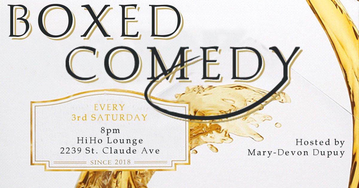 duncanpace4ever's tweet photo. TONIGHT 8pm @HiHoNola
@merrydevo hosts a sweet bunch of stand up comedians
#BoxedComedy
no cover
drink specials
food by @fryandpie https://t.co/QRpjbICvJc