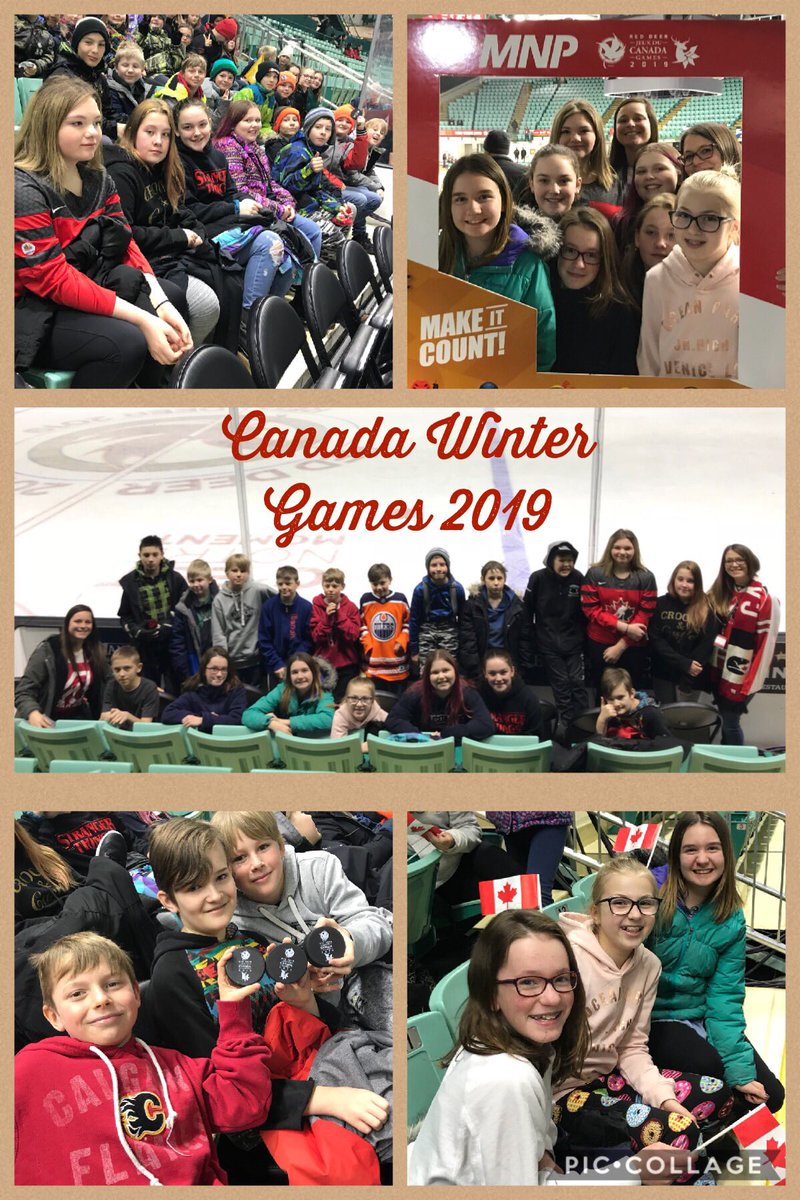 MrsS_IRIC's tweet photo. What a fun trip to the hockey game today! Supporting and experiencing the @2019CanadaGames as a school was amazing! Had fun cheering on @TeamToba and @Team_EquipeNB. @IRIC_WC @MrsPedersen88 #ThisIsOurMoment #6AP https://t.co/fX7OTBiEoX